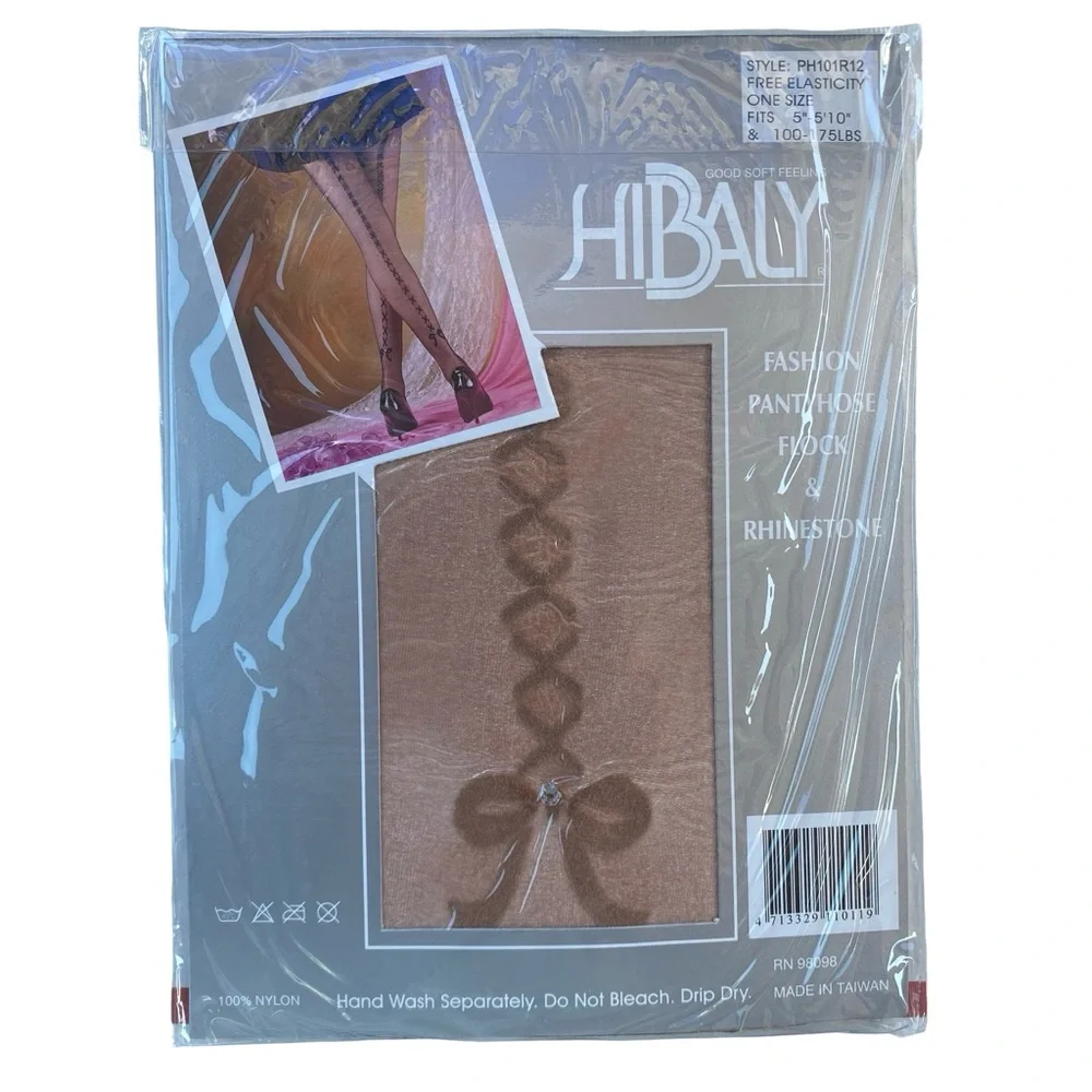 Vintage Women's Hibaly Fashion Pantyhose Flock & Rhinestone - Lot of 6‎ NEW